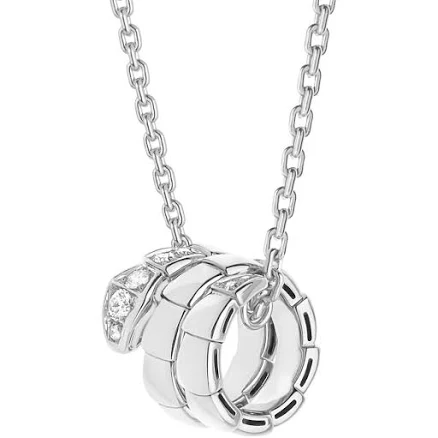 Bvlgari Serpenti Viper 18ct Diamond Pendant Necklace in White Gold