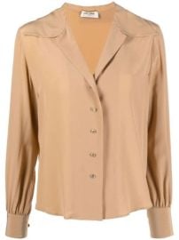 Open-collar Silk Blouse