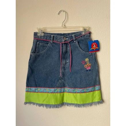 Vintage 1990s Looney Toons Tweety Bird Skirt Youth Size 10/12 L -