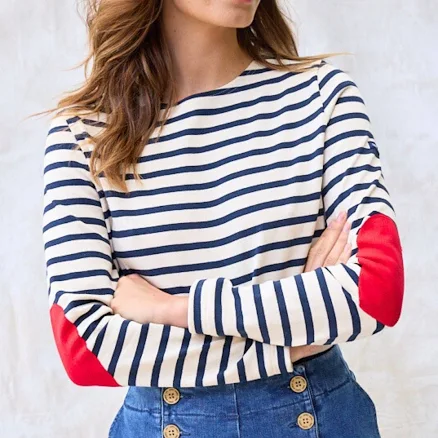 Women's Saint James VAUJANY Striped Shirt with Heart Elbow Patches