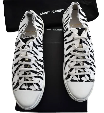 ️ Saint Laurent Bedford Zebra Canvas Distressed Low-top Sneakers