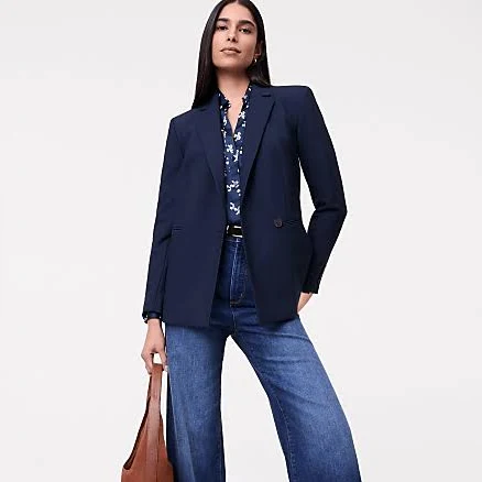 Ann Taylor Women's Straight Fit Double Breasted Blazer