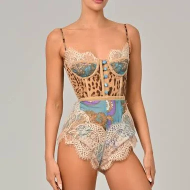 Dolce Romper in Turquoise Baroque Silk