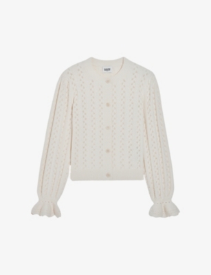 CLAUDIE PIERLOT - Openwork ruffled cotton-blend cardigan