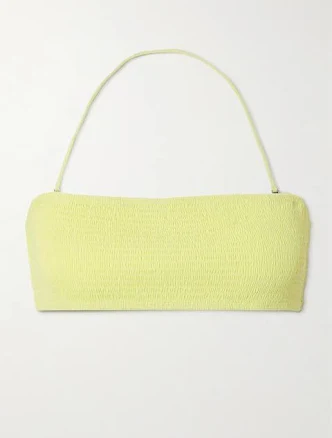 Tory Burch Shirred Bandeau Bikini Top - Women - Yellow Swimwear - L