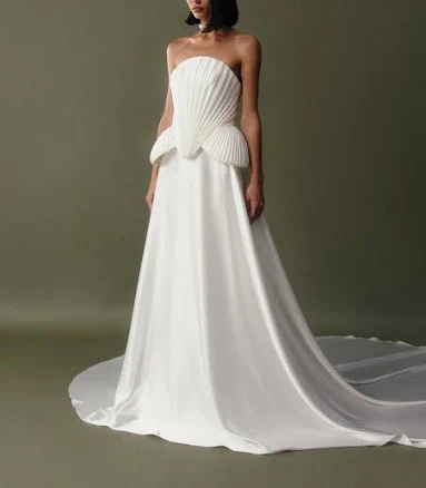 Ava A-Line Satin Bridal Skirt with Long Train