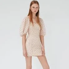 Polka dot draped tulle dress
