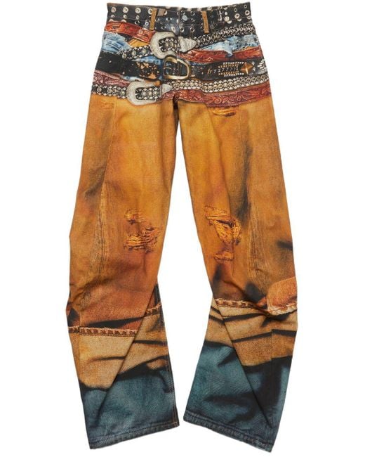 Printed Wide Leg Jeans