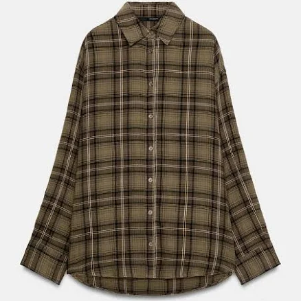 Zara Women's Oversized Plaid Shirt