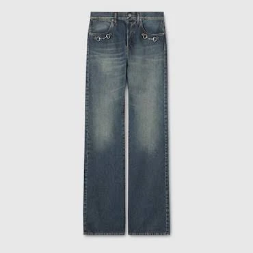 Gucci Cotton Denim Horsebit Pants