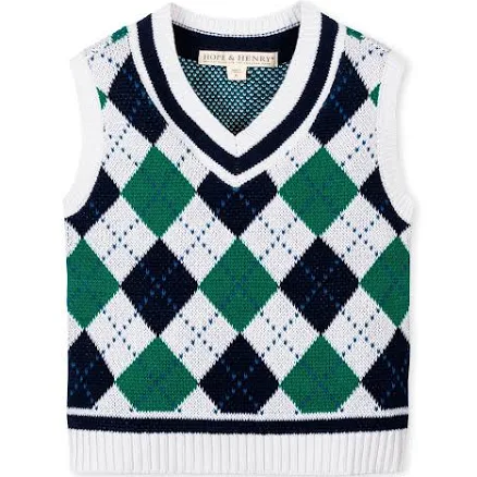 Hope & Henry Boys' Organic V-Neck Argyle Sweater Vest