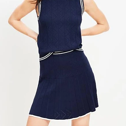 Women's Loft Pointelle Pleated Mini Sweater Skirt