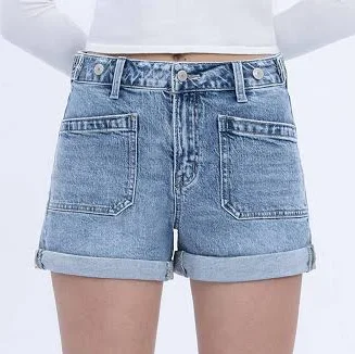 Patched Denim Shorts