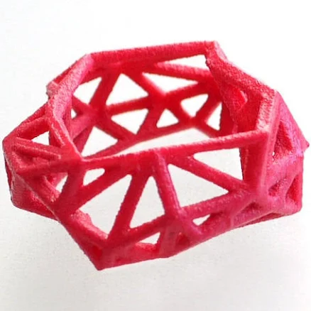 3d printed Triangulated Ring in Pink Matte / Custom Size / Pink