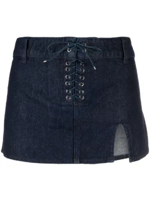 Pleated Denim Miniskirt