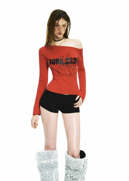 BONG One Shoulder Long Sleeves Top