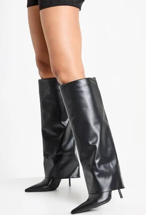 Boohoo Women's Fold Over Stiletto Knee High Boots