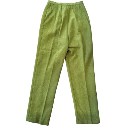 Vintage 60s Ilgwu Avocado Green Wool High Rise Straight Leg Tailored