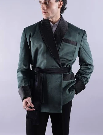 Men’s Green Velvet Smoking Jacket