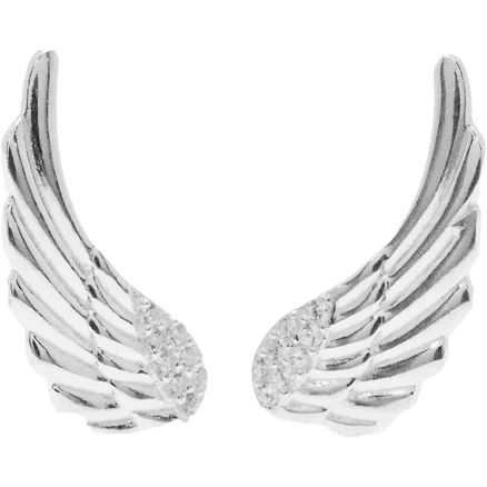 925 Sterling Silver Cubic Zirconia Angel Wing Stud Earrings