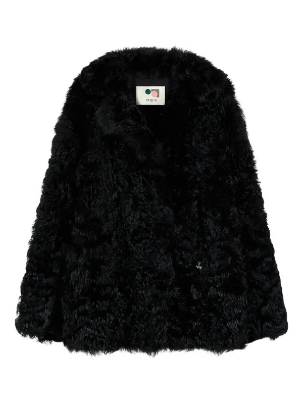 Collarless Faux-fur Jacket