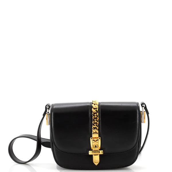 GUCCI Sylvie 1969 Mini Leather Shoulder Bag Green 615965