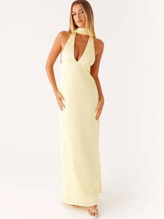 Alicia Satin Halter Maxi Dress