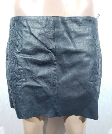 Vintage Leather Embroidered Skirt