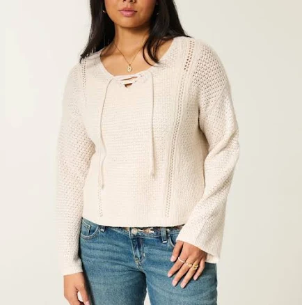 Hollister Women's Stitchy V-Neck Sweater