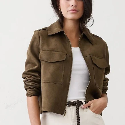 New Heritage Women's Cropped Vegan Suede Jacket