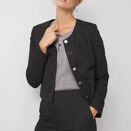 White House Black Market Women's Collarless Button Front Jacket