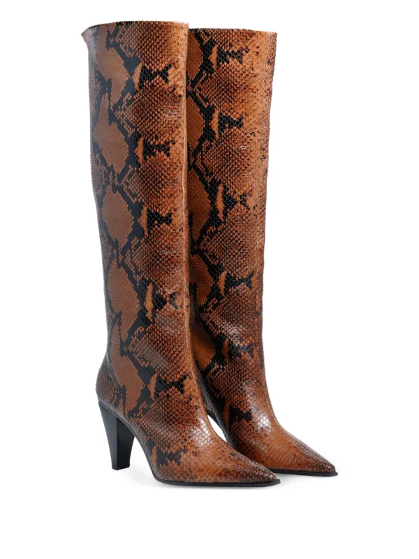 Snake Effect Knee-length Boots