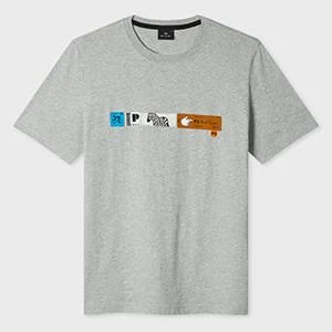 PS Paul Smith Grey Marl 'Tickets' Print T-Shirt