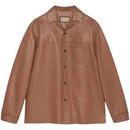 Gucci Men's GG Supreme Leather Shirt Jacket