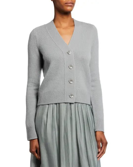 Cashmere Shrunken Button Cardigan