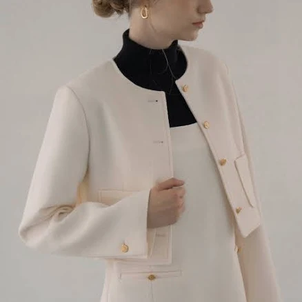 "Siyazu Classic Crop Tweed Jacket" by W Concept