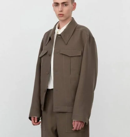 insilence WOOL DOUBLE CLOTH JACKET SAND BROWN