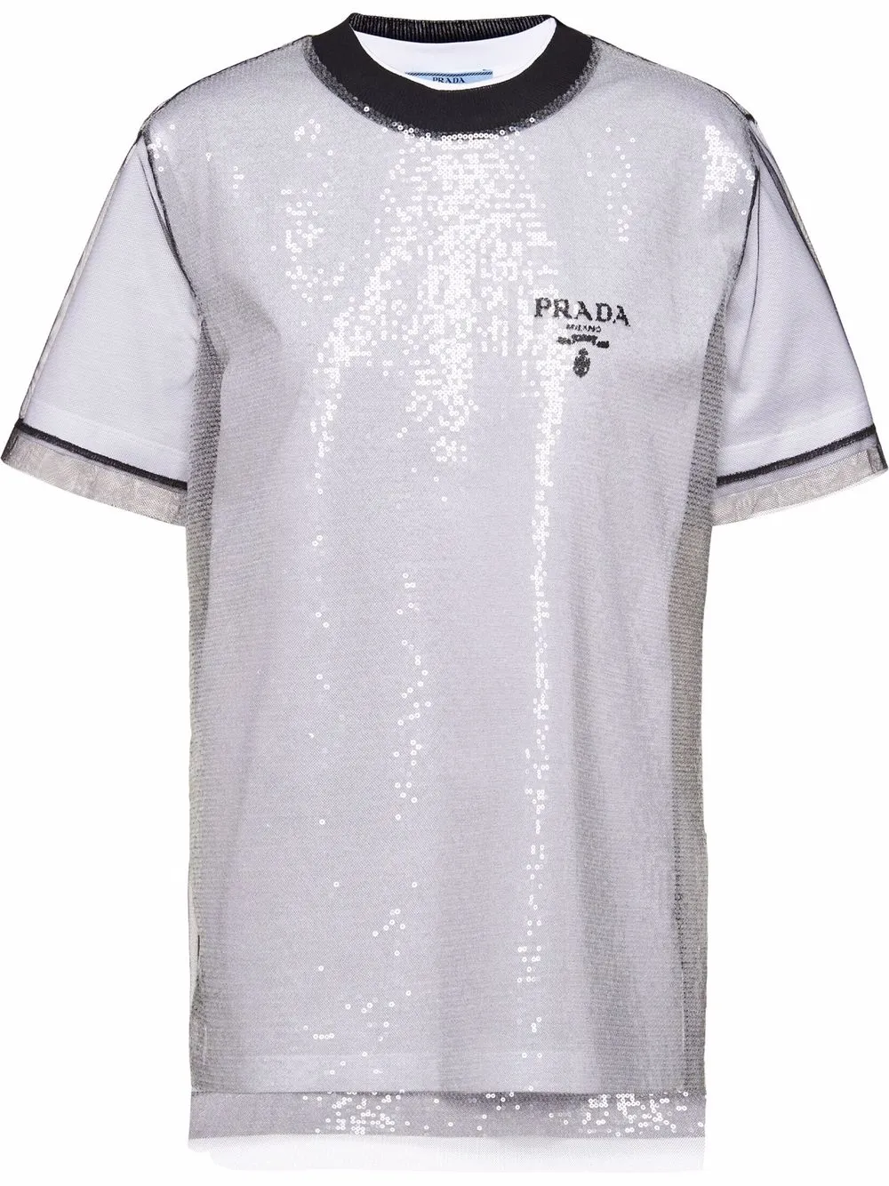 Sequin-embroidered Tulle T-shirt