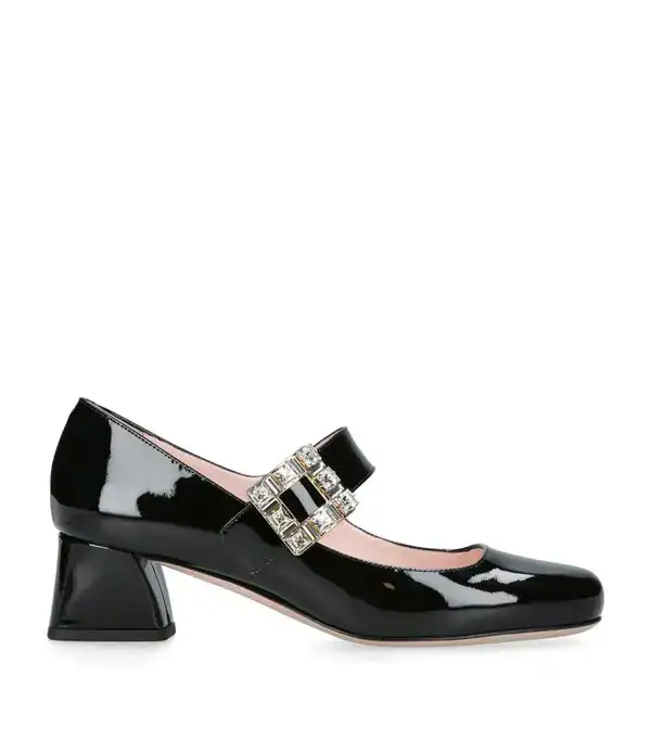 Tres Vivier Strass Leather Pumps