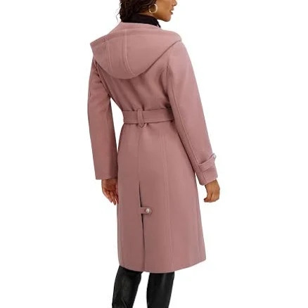 Kensie Women's Belted Faux Wool Trench Coat