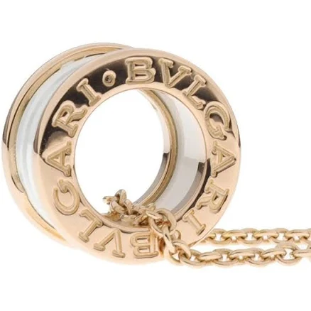 Bvlgari B Zero1 Necklace 18" 18k Rose Gold & Ceramic 750 Auth W/box