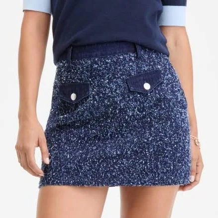 On 34th Women's Denim-Trim Tweed Mini Skirt