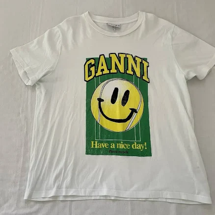 Ganni Smiley-face Print T-shirt