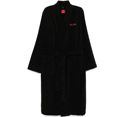 HUGO Mens Long Terry Robe with Embroidered Logo