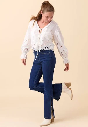 My Favorite Stretchy Jeans with Slit Hem