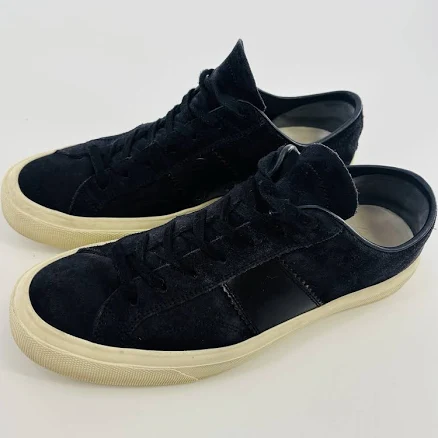 Tom Ford Cambridge Low-top Sneakers In Suede Men Navy Blue Size 9.5 Us