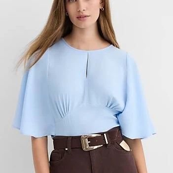 Loft Women's Flutter Sleeve Keyhole Blouse