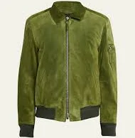 Men's Suede Cashmere-Knit Blouson Jacket OLIVE 52 EU (42 US)