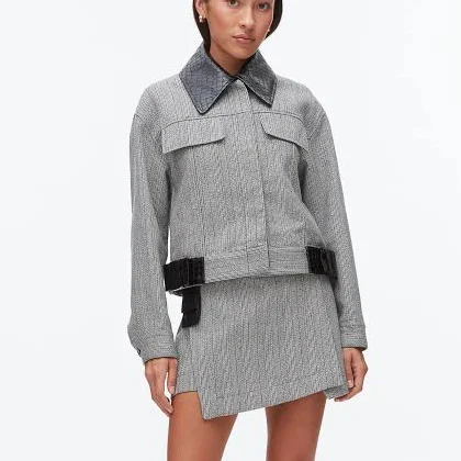 Jaspé Women's Cropped Jacket with Combo Collar