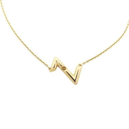 Louis Vuitton Volt Upside Down Pendant Necklace Gold Tone Q93809